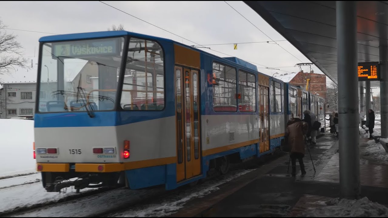 Czech Republic, Ostrava, tram 2 ride from Hlavní nádraží to Karolina