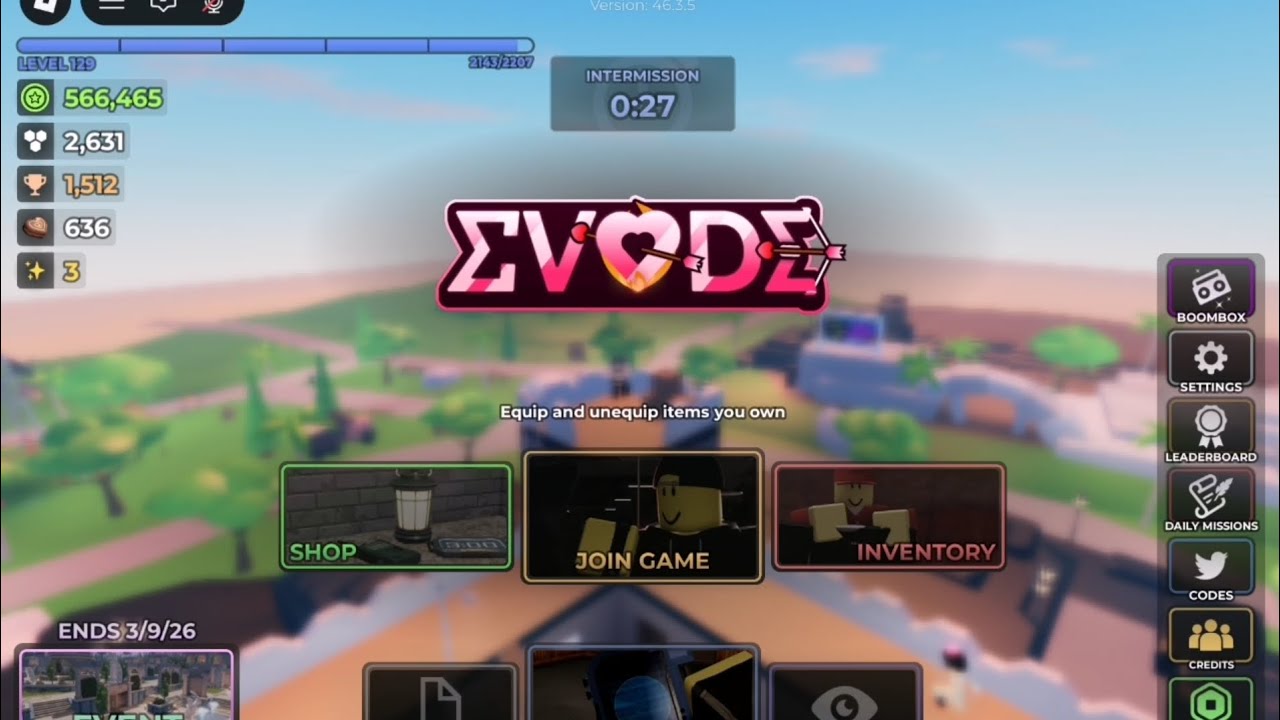 I'm Playing Evade Map in (Grossroads) New Update (Valentine Special) [FINALE ROUND]