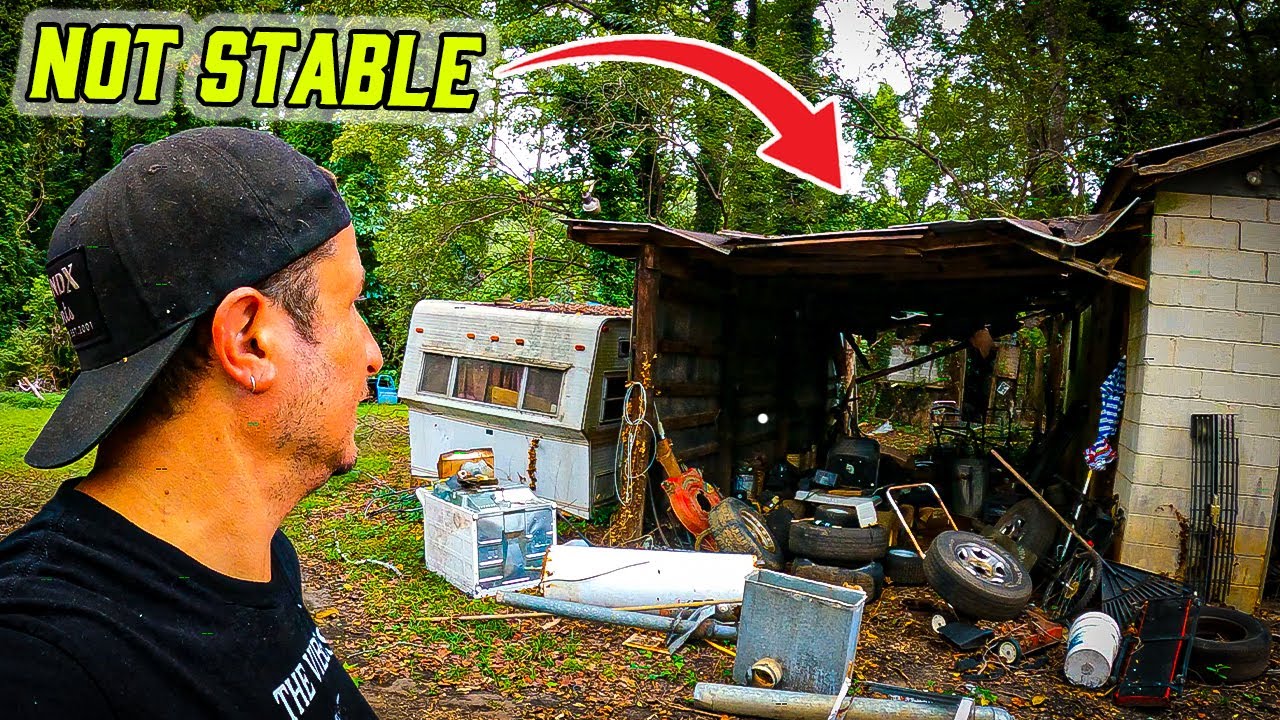 Clearing Out My Abandoned Lean-To Full of Stuff | Hidden Finds - Full Tear Down |MASSIVE COLLAPSE!!!