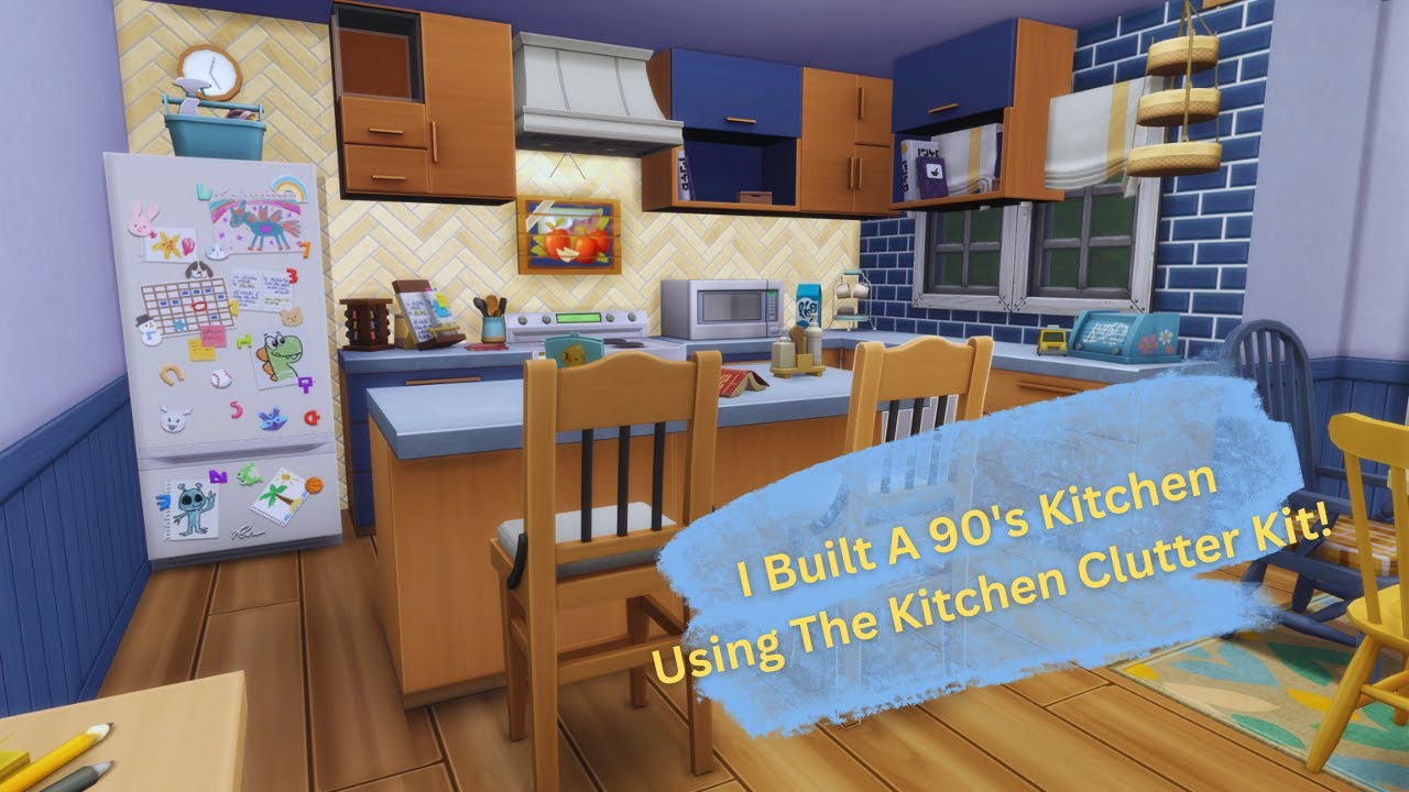 I Build A 90s Sitcom Kitchen Using Ther Kitchen Clutter Kit #sims4kitchen #kitchenclutterkit