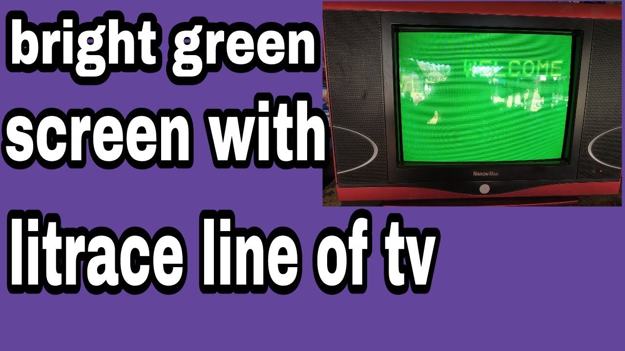 Bright green screen with litrace line of tv