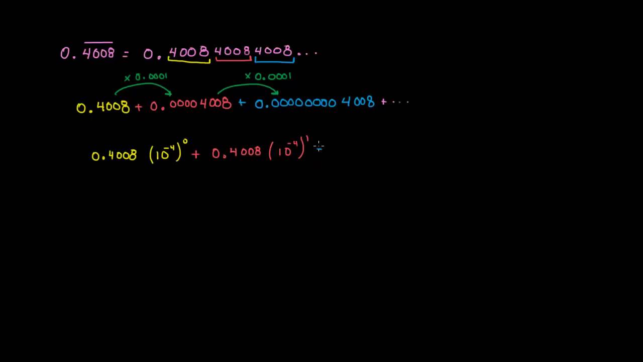 Decimales periodicos como una serie geométrica infinita