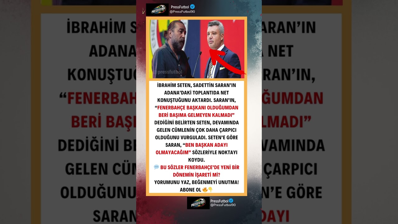 ⚡ İBRAHİM SETEN DUYURDU: SARAN’DAN ADAYLIK İTİRAFI!