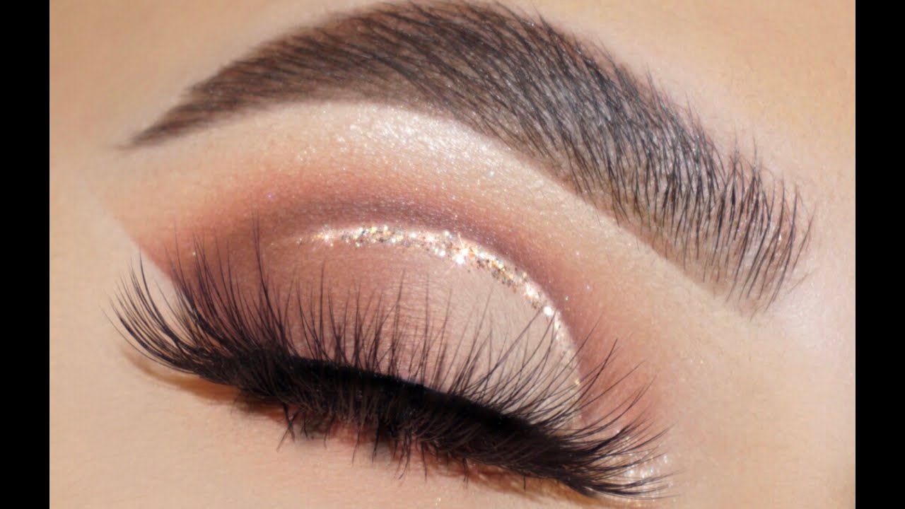 SOFT BROWN / GLITTER CUT CREASE EYE MAKEUP TUTORIAL