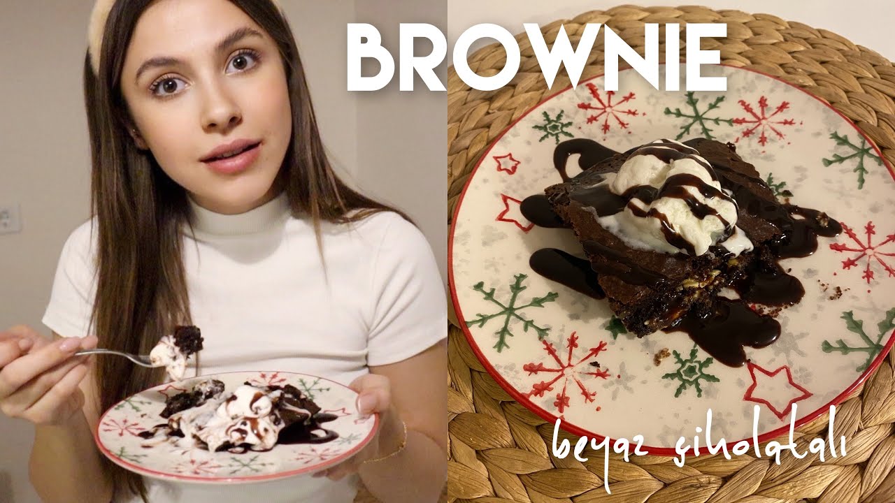 BROWNİE YAPTIM HEM DE BEYAZ ÇİKOLATALI🍫