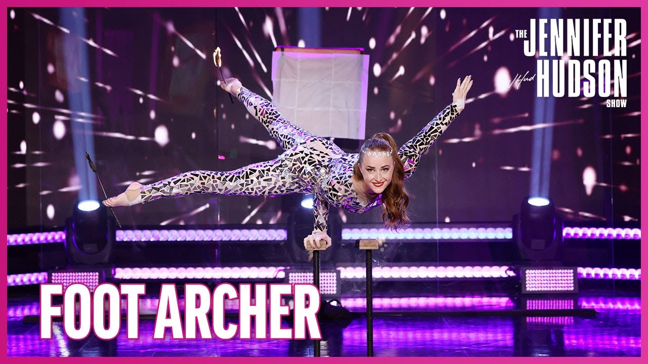 Foot Archer Orissa Kelly Wows Jennifer Hudson with Flaming Bow and Arrow Stunt
