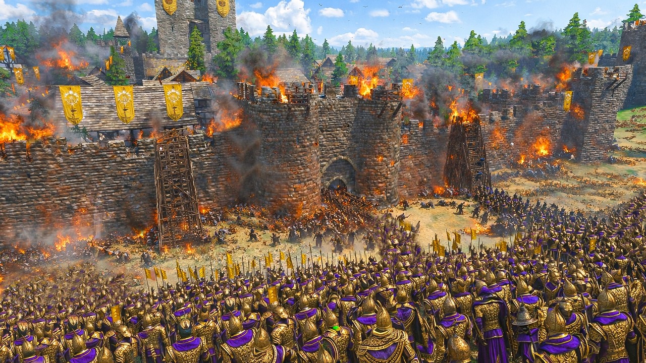 1,000 Elves vs 3,000 Haradrim Siege Attack- LOTR | Mount & Blade 2 Bannerlord