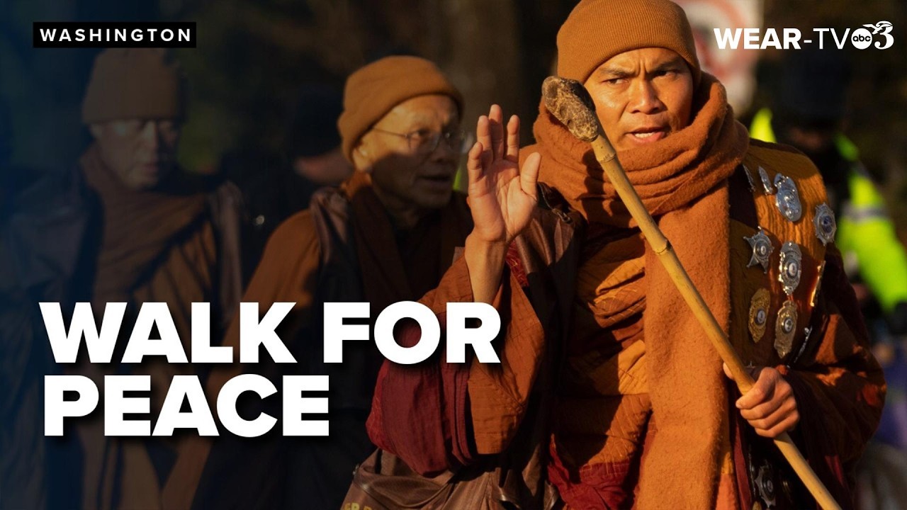 Buddhist Monks end 2,300 mile walk for peace in DC
