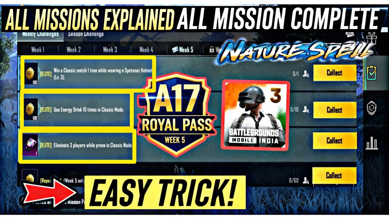 A17 WEEK 5 ALL MISSIONS EXPLAINED | How to Complete A17 Week 5 Missions Fast | BGMI/PUBG 
