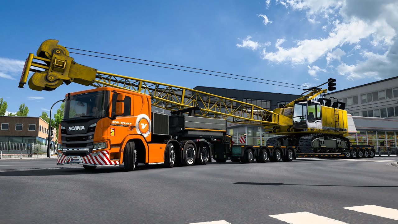 Longest Trailer, Biggest Load! 98 Ton Liebherr Crane Transport | Euro Truck Simulator 2 | Eminent