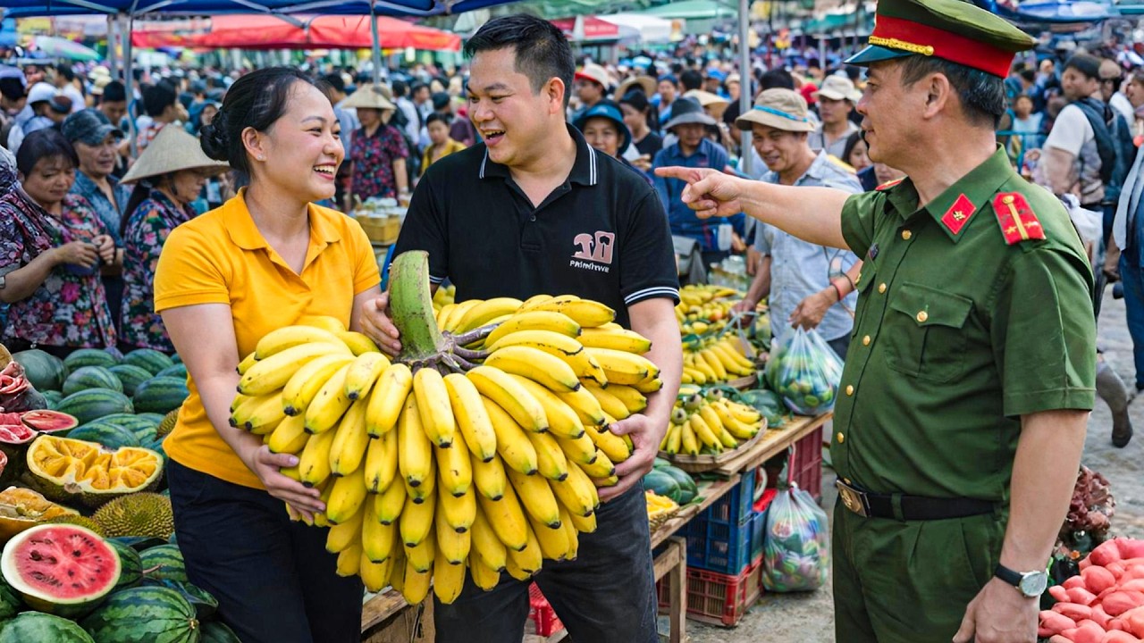 Harvesting watermelons, jackfruit, bananas to sell at the market; survival skills; pig care