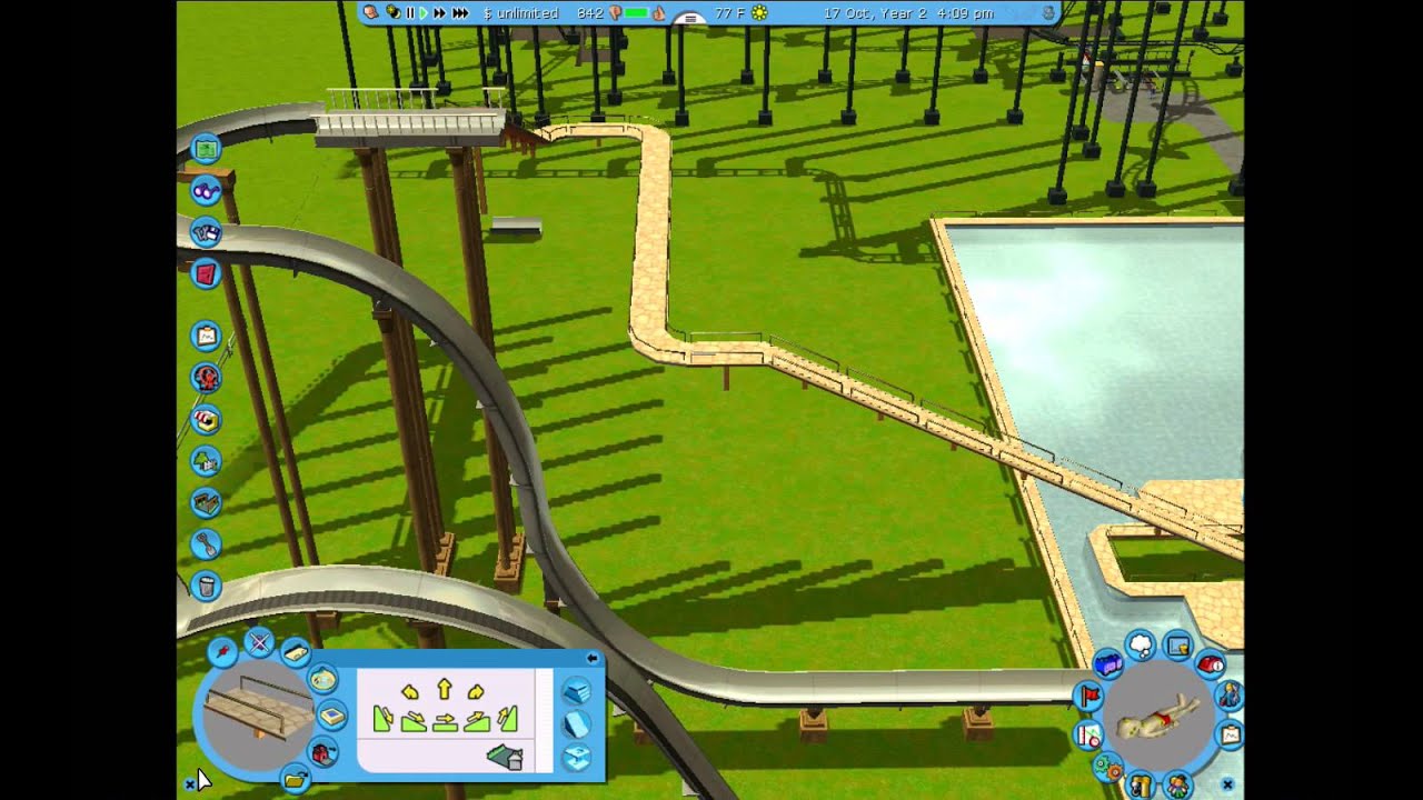 Roller Coaster Tycoon 3 Tutorial Entrance & Exits, and Connecting Water Slides to Pool Complex