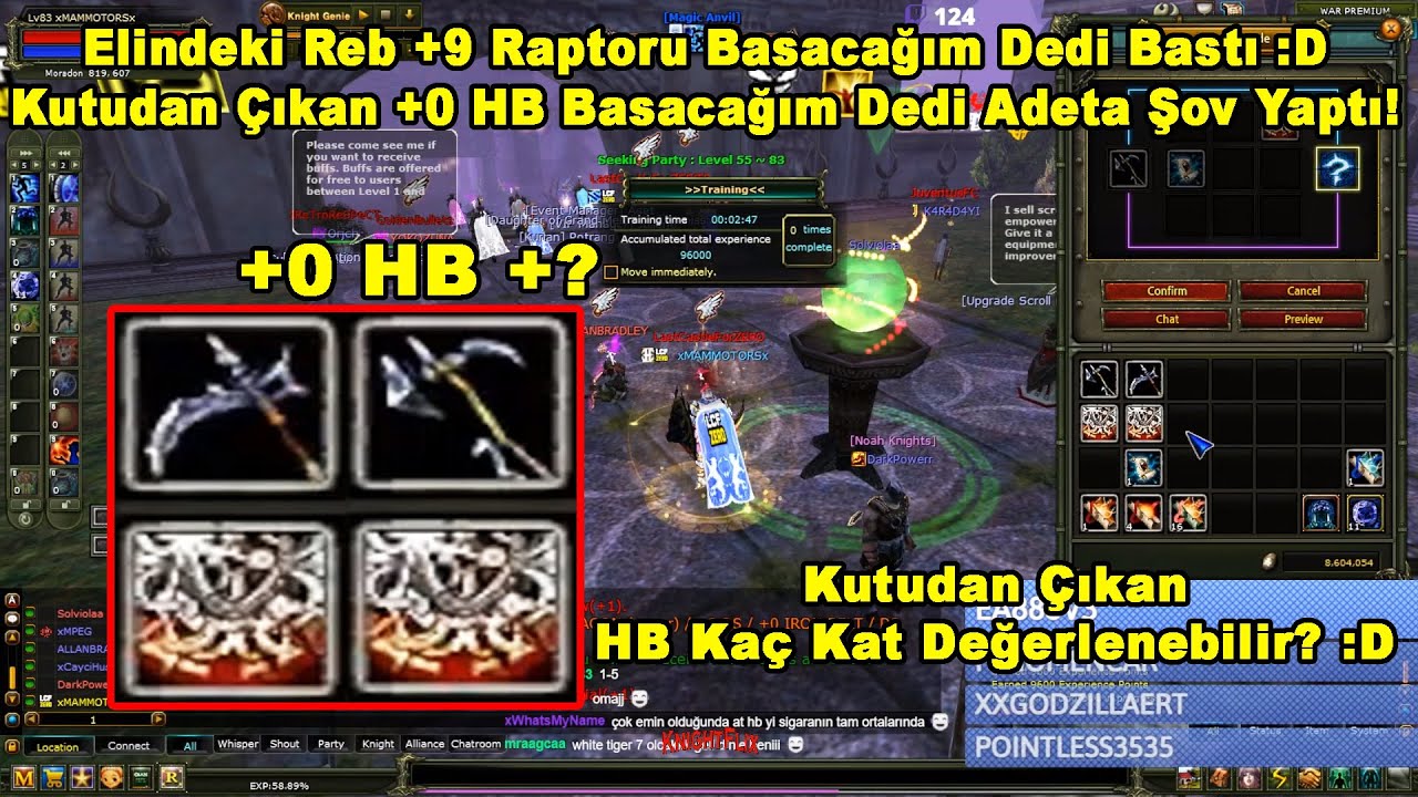 xMAMMOTORSx - Zero'da Reb +9 Raptoru Ve +0 HB'yi Upgrade Edip 100 BİN TL Kâr Ediyor! | Knight Online