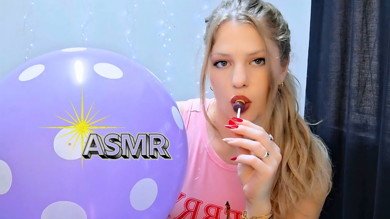 ✨ ASMR 🍭 Lollipop Mouth Sounds + Yoga Ball Tapping + Balloon Play🎈✨