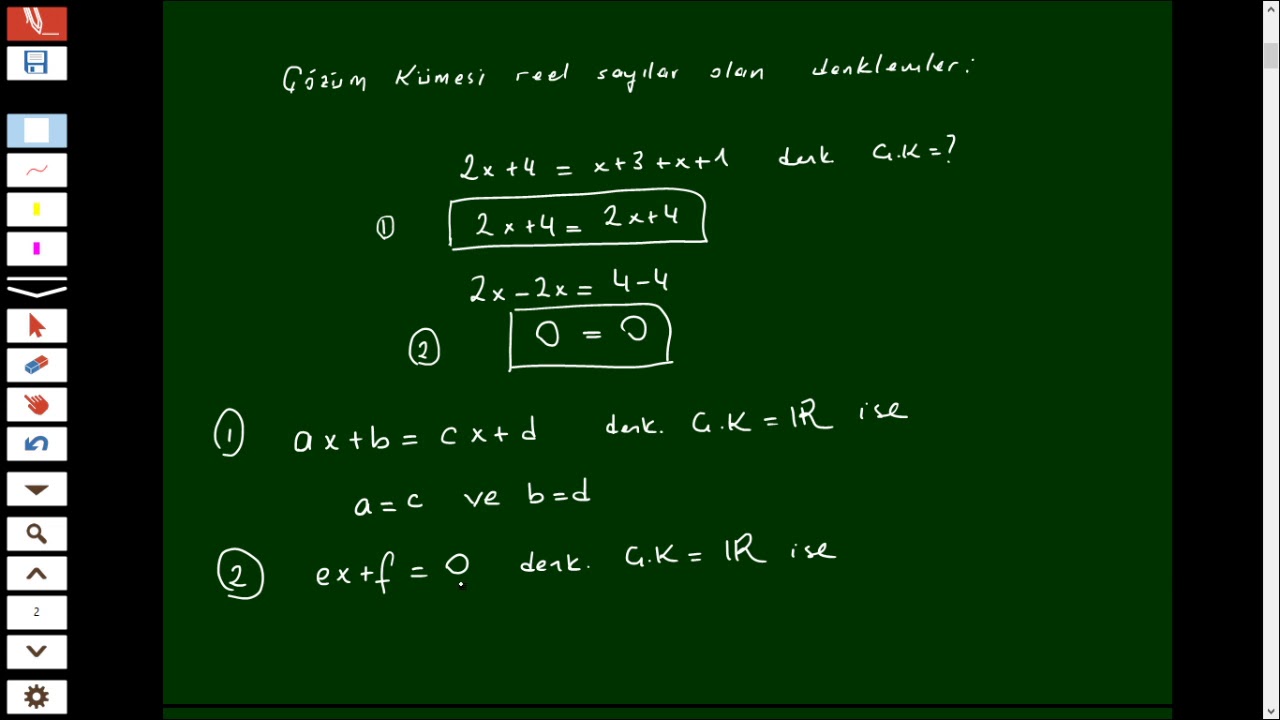 1. DERECE DENKLEMLER - ÇÖZÜM KÜMESİ BOŞ KÜME VEYA REEL SAYILAR OLAN DENKLEMLER