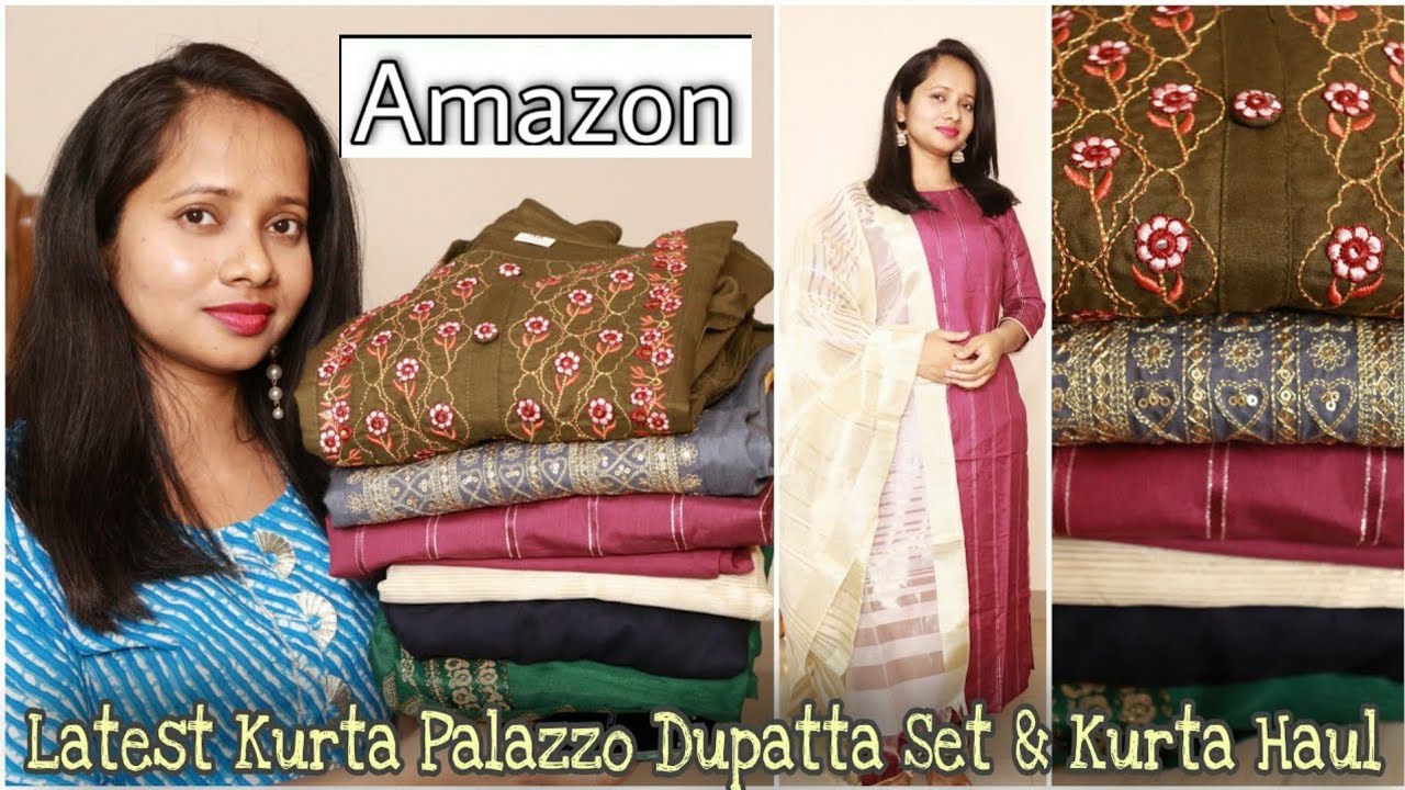 Amazon Kurta Palazzo Dupatta Set Haul | Amazon Embroidery Kurti Haul & Review | Ranjana R