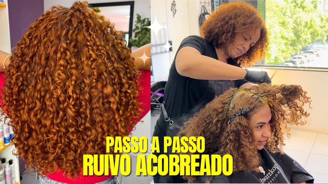 CABELO CACHEADO RUIVO SEM DESCOLORIR - RUIVA SEM DANIFICAR OS CACHOS * Ruivo Acobreado*