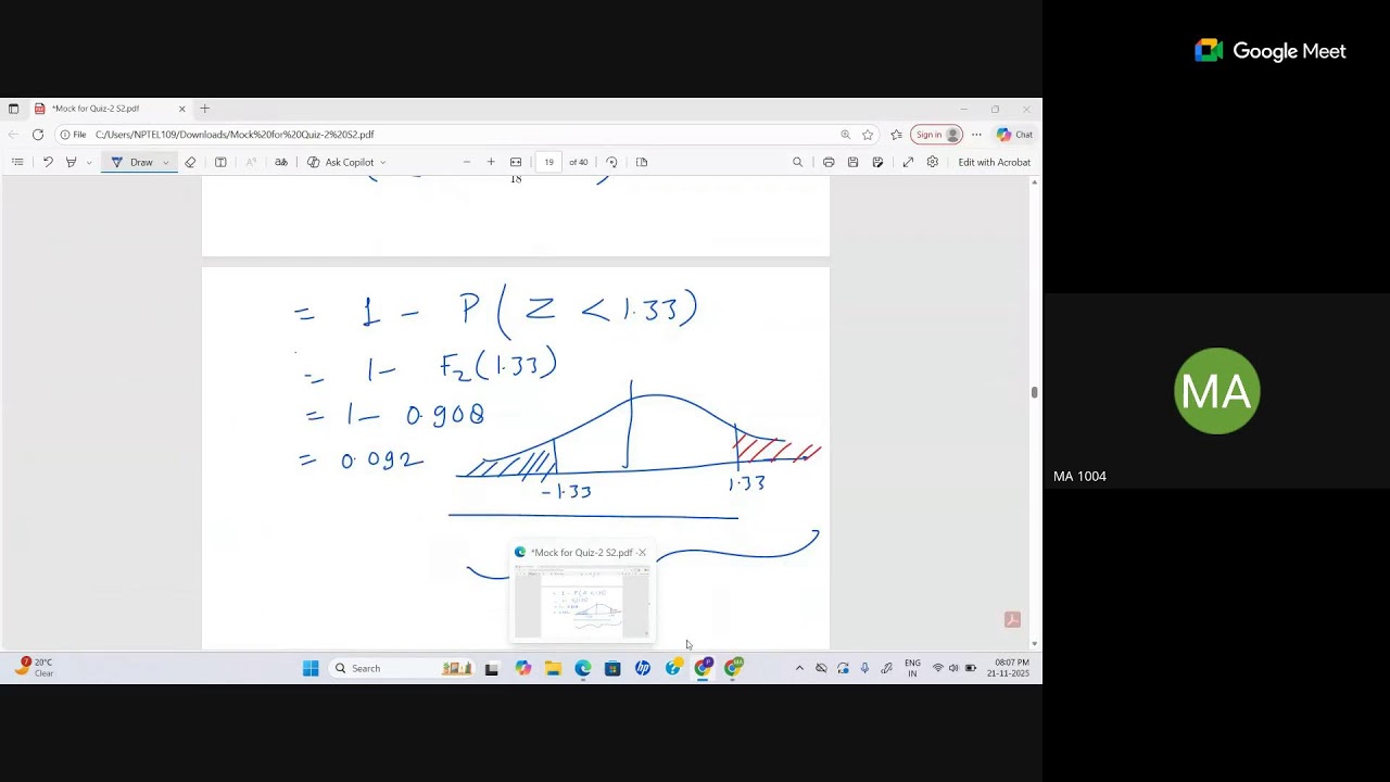 Mock Discussion Session For Quiz-2  - Statistics II