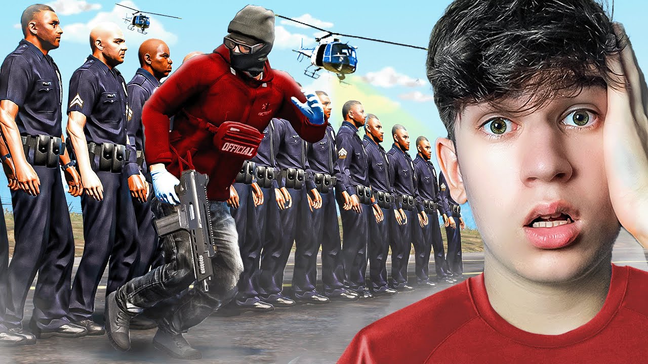 100 POLICJANTÓW vs 1 ZŁODZIEJ w GTA V...