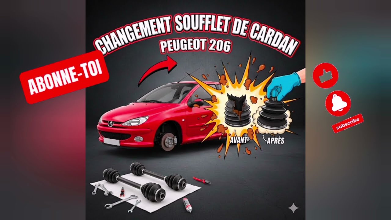 Changement soufflet de cardan Peugeot 206 et vidange boîte de vitesse 