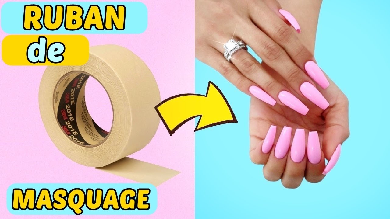 COMMENT FAIRE DES FAUX ONGLES AVEC DU RUBAN DE MASQUAGE - BON MARCHÉ - INCROYABLE HACK D'ONGLES