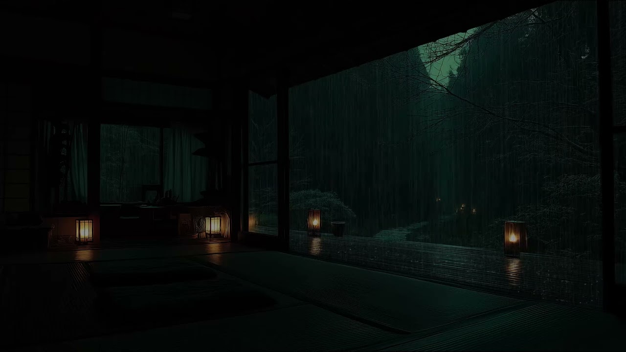 Calm Rainy Night Ambience from a Cozy Bedroom with Gentle Rain Sounds for Deep Sleep and Relaxation