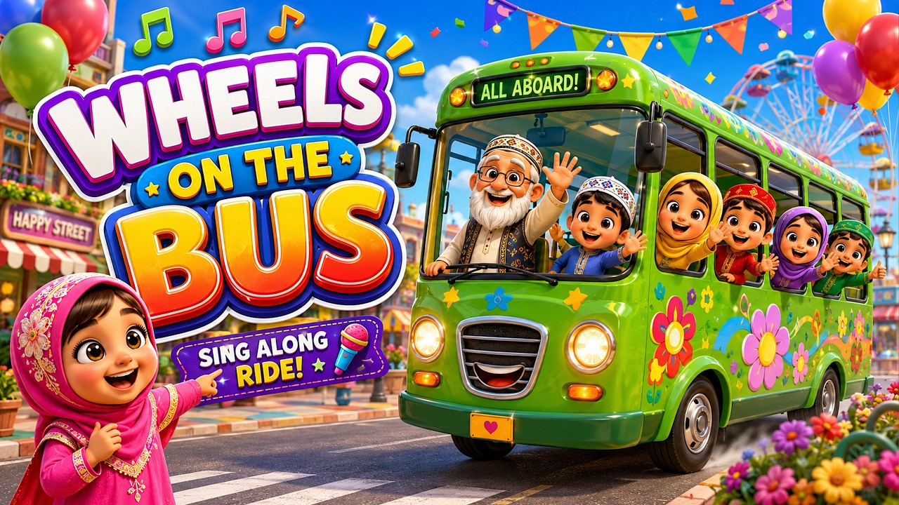 Islamic Wheels on the Bus Song for Kids | Allahu Akbar, Bismillah Nasheed | #islamiccartoon #kids