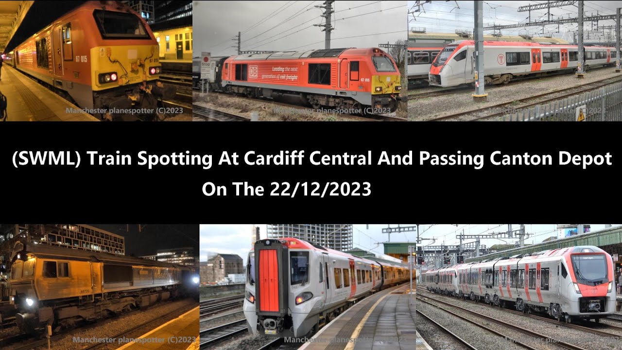 (4K) (SWML) Train Spotting At Cardiff Central And Passing Canton Depot On The 22/12/2023