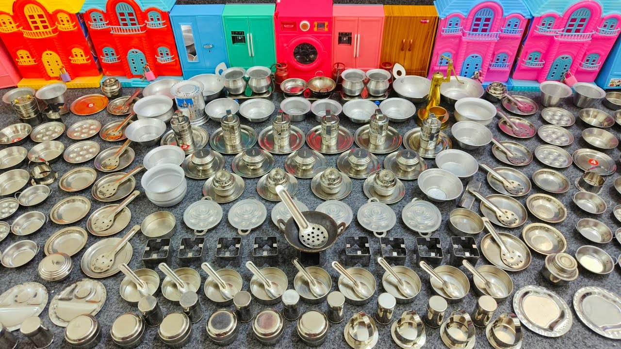 8 minutes unboxing beautiful satisfying steel kitchen set video // Funny Toys