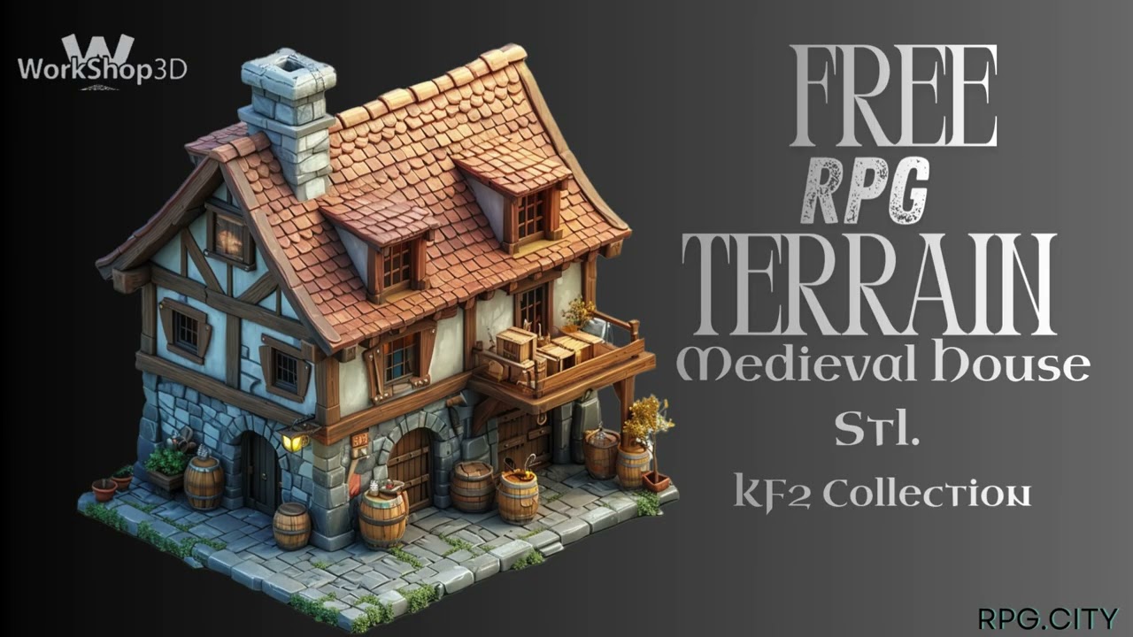 FREE DnD Terrain STL – 3D Printable Medieval Houses #shorts @Kroniki Fallathanu RPG ​ @Thangs3D​