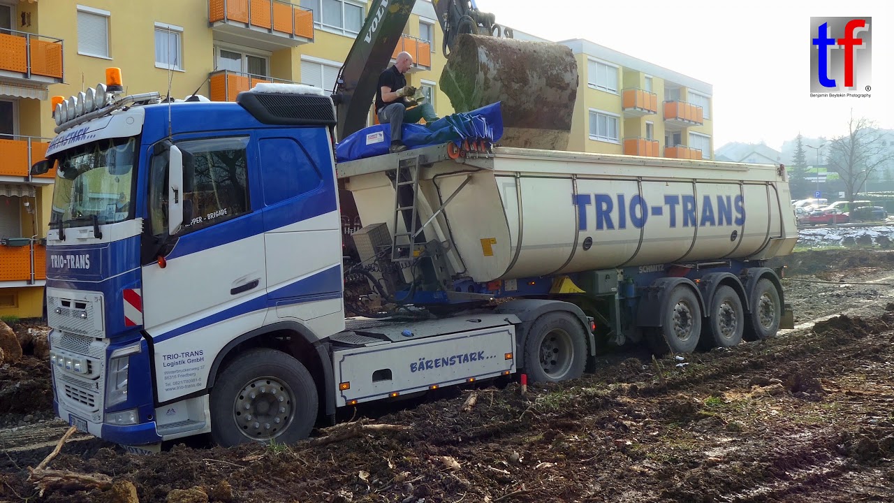 Scania, Volvo, Mercedes Tipper Trailer Trucks / Sattelkipper, Winnenden, 2018.