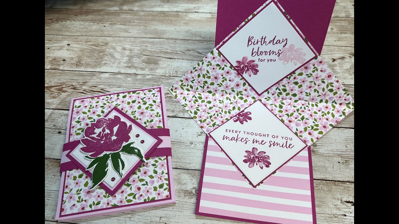 Exploding Fun Fold Card with Textured Floral