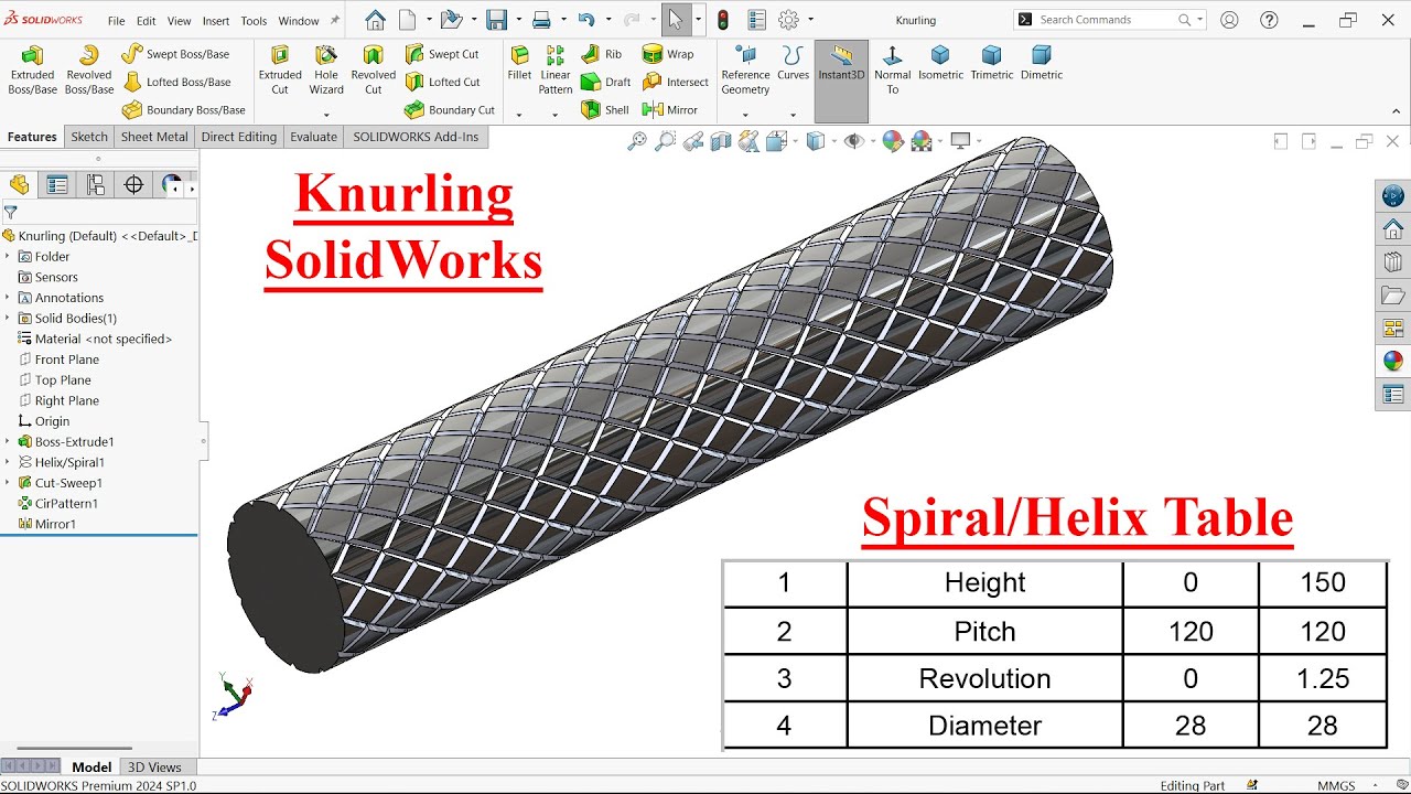 How to Model Knurling in SolidWorks