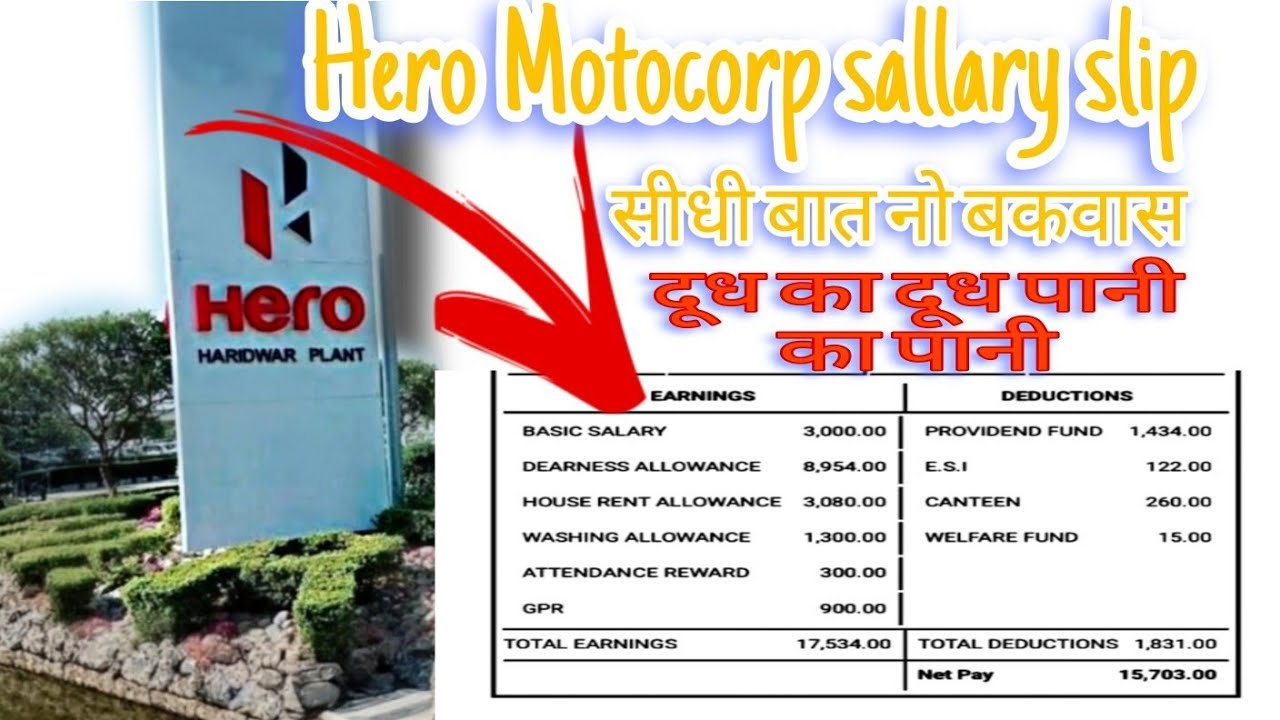 Hero Motocorp Haridwar Salary Slip | Hero Haridwar ITI Salary 2024 | Hero Company salary?