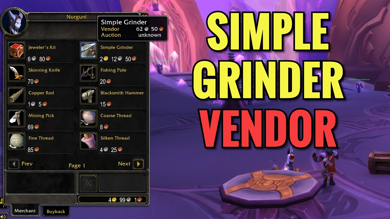 Exodar Simple Grinder Vendor Location (WoW TBC)