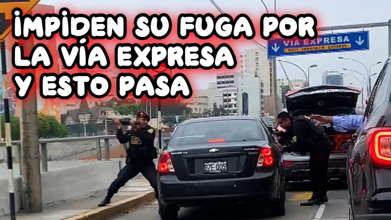Policías detienen un carro en Av. Paseo de la República, Miraflores, ¡Y esto pasó! Lima, Perú