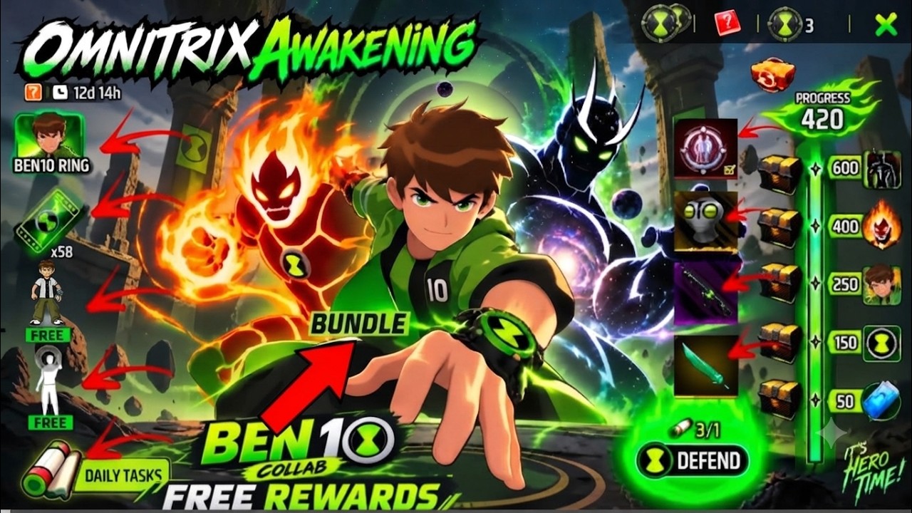 🔥 Free Fire X Ben 10 Collab 😱 Omnitrix Awakening Event | Free Bundle & Free Rewards!