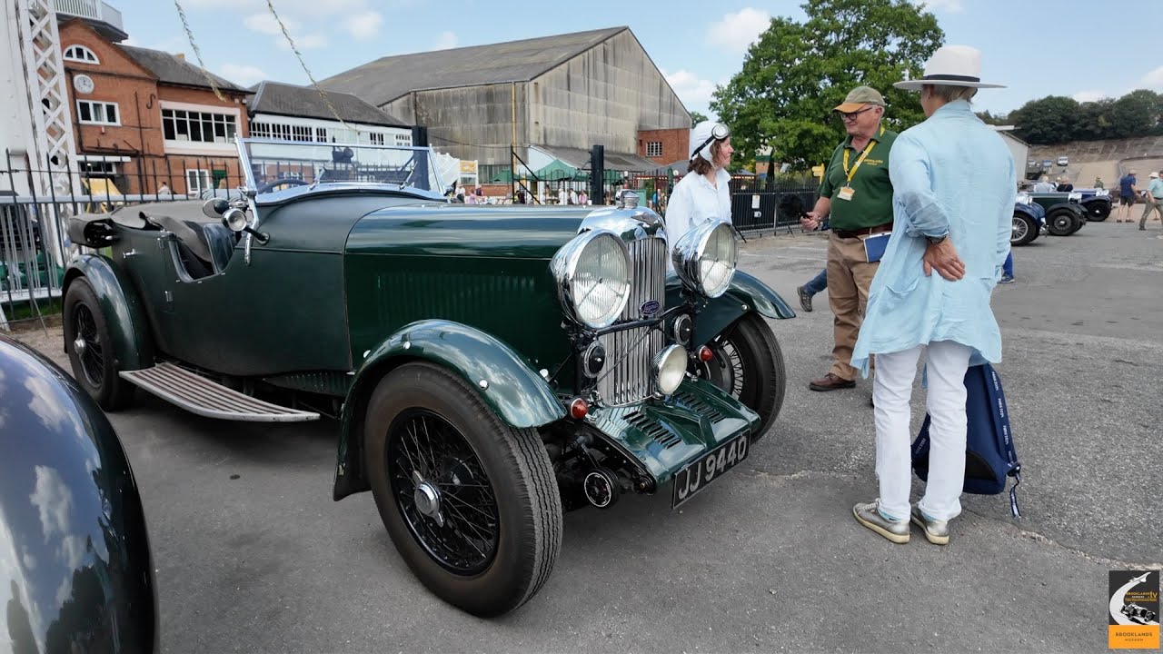 The Lagonda Fete at Brooklands 2025. Rachel and her 1933 Lagonda 16/80