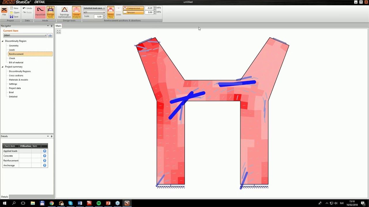 Design and code check of a pylon and indirectly supported corbel