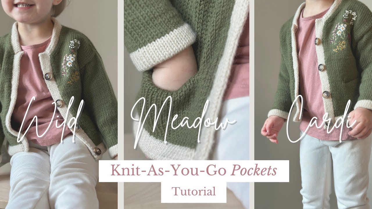 Pockets: knit as you go / almost seamless pockets - Wild Meadow Cardigan | Knitting Tutorial