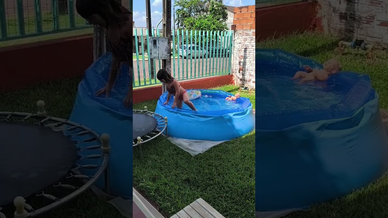 o importante é brincar na água nos dias de calor. Não importa o tamanho da piscina.