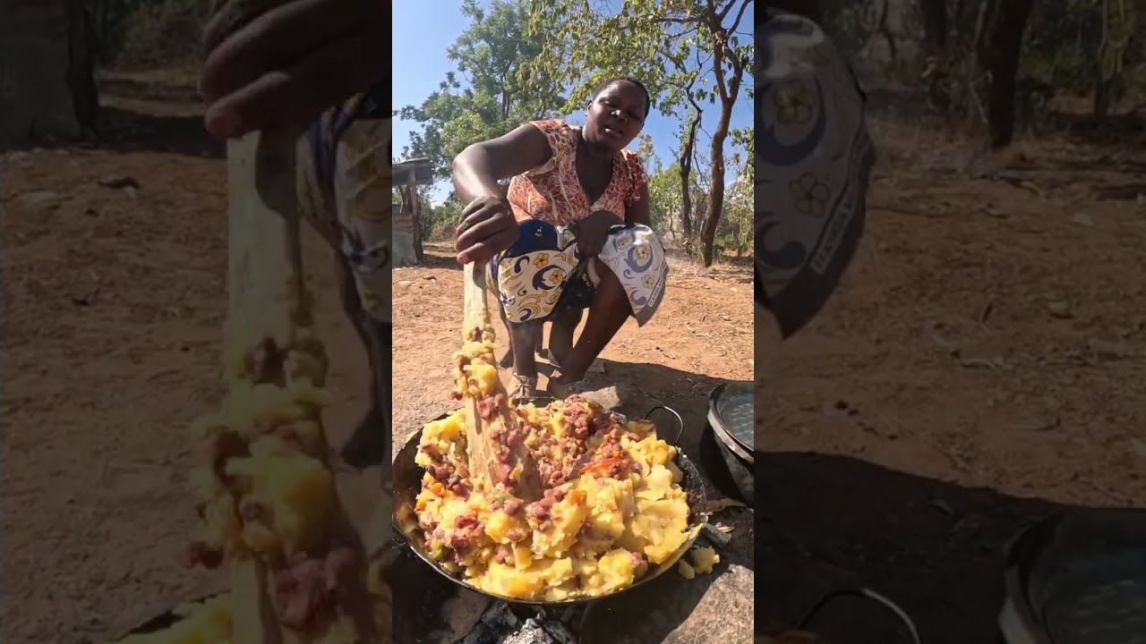 African village cooking and lifestyle, cooking Traditional meal for breakfast