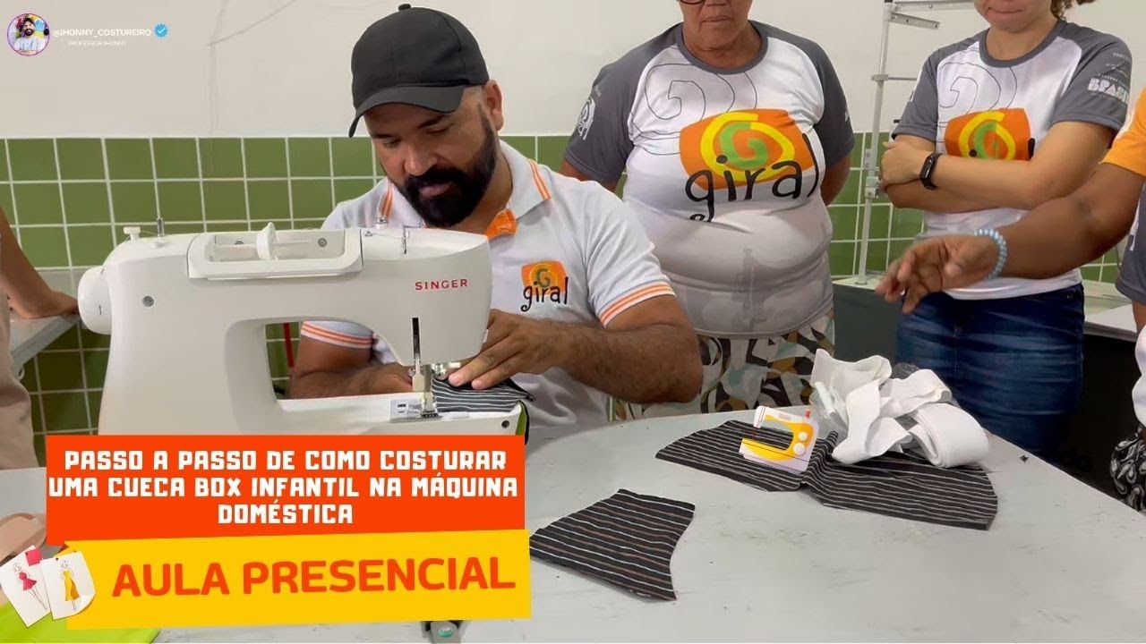 PASSO A PASSO DE COMO COSTURAR UMA CUECA BOX INFANTIL NA MÁQUINA DOMÉSTICA AULA PRESENCIAL#aula