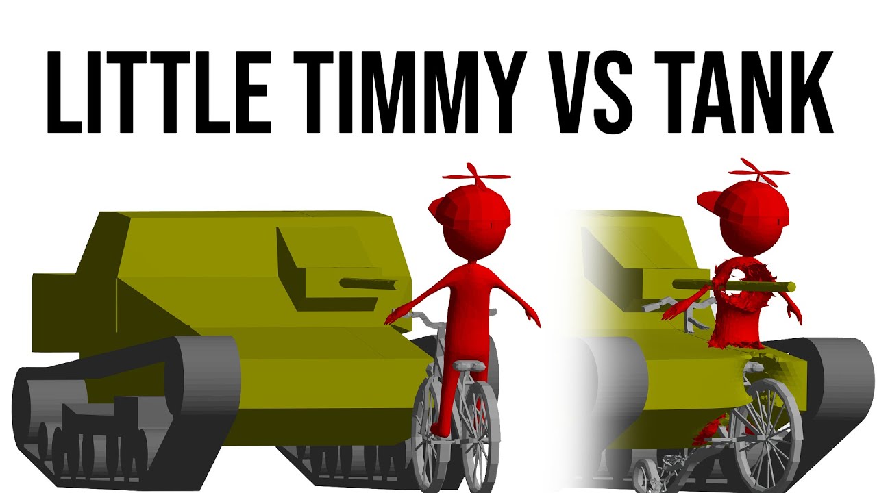 Child on a bike at mach 2 vs tank simulation.