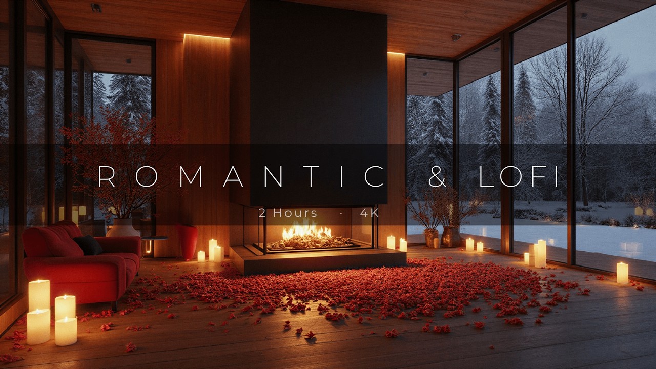 Romantic Lofi & Fireplace ❤️ Valentine’s Day Ambience for Relax, Study & Date Night