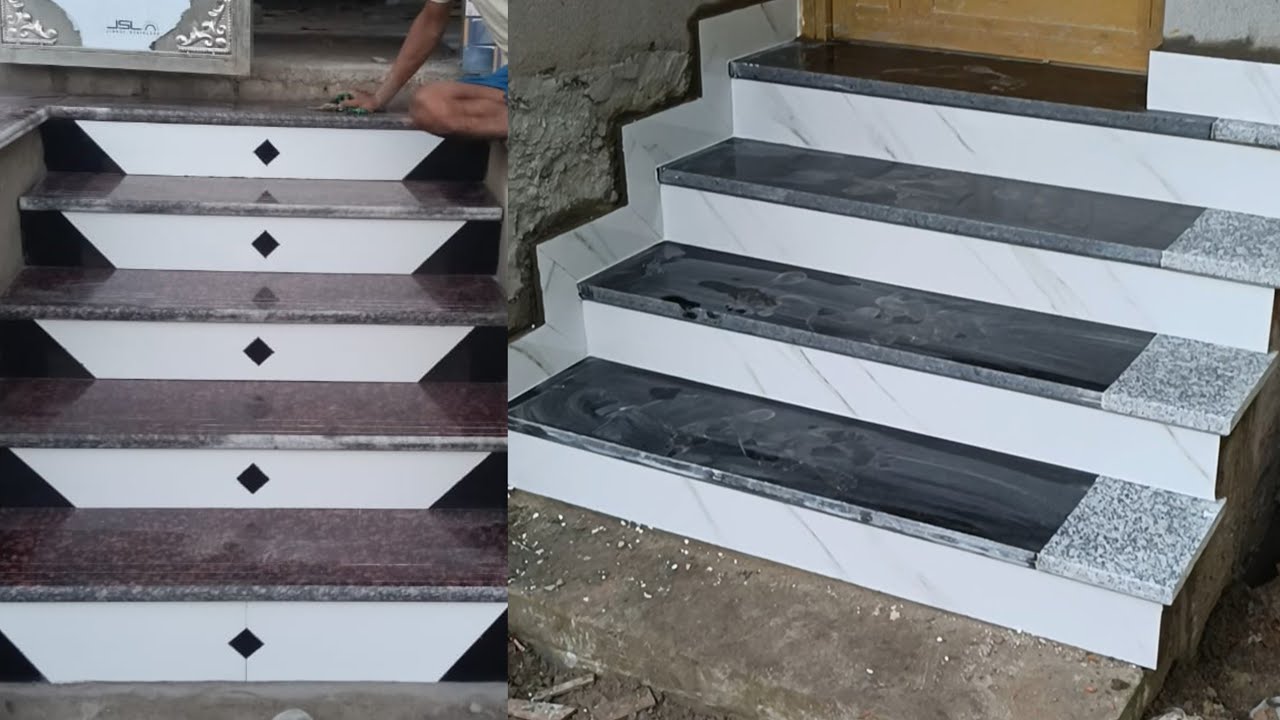 Inside Stairs Design Granite Step by step Accurate installation // Stair Design // Shirdi design