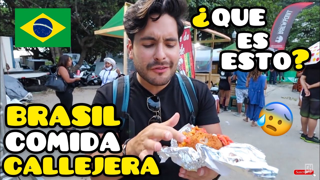 Comida CALLEJERA en BRASIL - RIO DE JANEIRO Comida Brasileña + Atracciones en Río