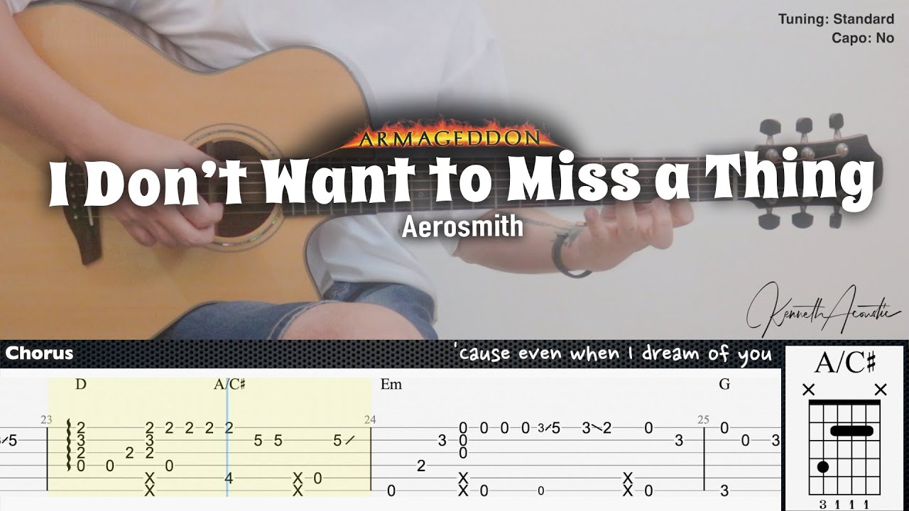 I Don’t Want to Miss a Thing - Aerosmith | Fingerstyle Guitar | TAB + Chords + Lyrics