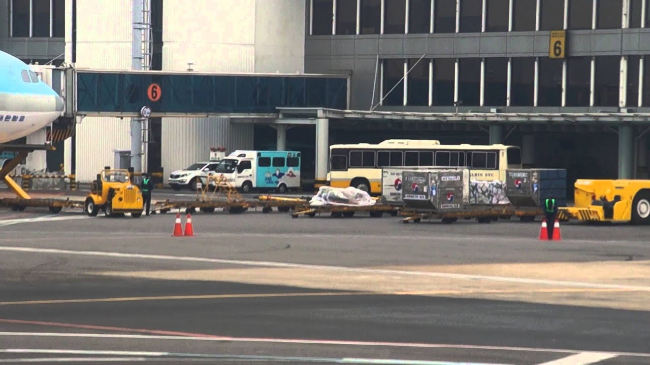 Korean Air Daewoo BS106 Hi-Power Cabin Service bus moving around Jeju International Airport