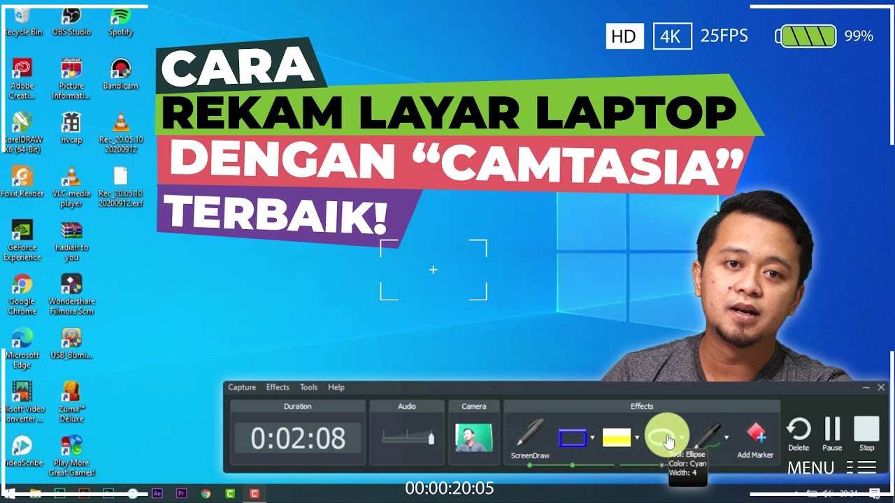 Cara Merekam Layar Laptop + Suara + Face cam dengan CAMTASIA - LENGKAP!